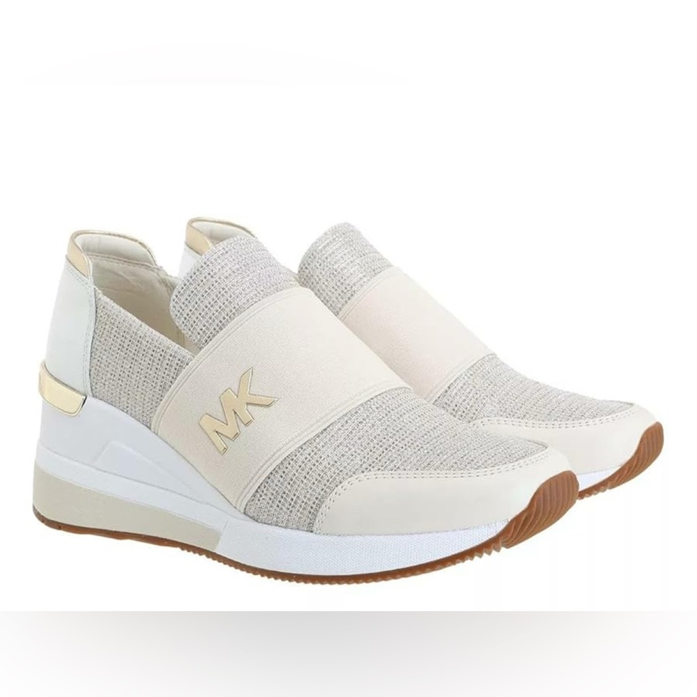 Michael Kors Women's Beige and White Slip-On Sneakers